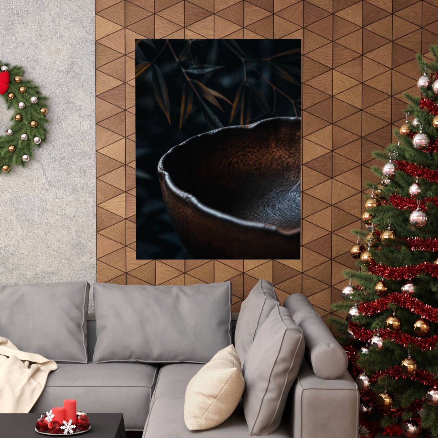 Moonlight Ceramic Bowl Wall Art Print - Dark Japandi Kanso