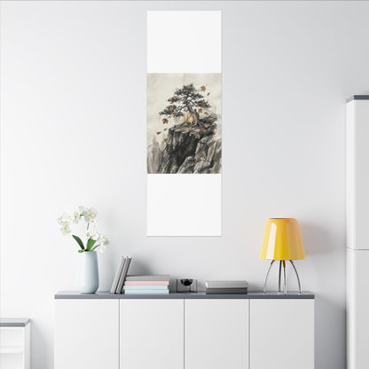 Pine Tree Autumn Canvas Art | Japandi Earthy Design