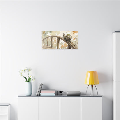 Wooden Bridge Canvas Art | Autumn Japandi Watercolor Art