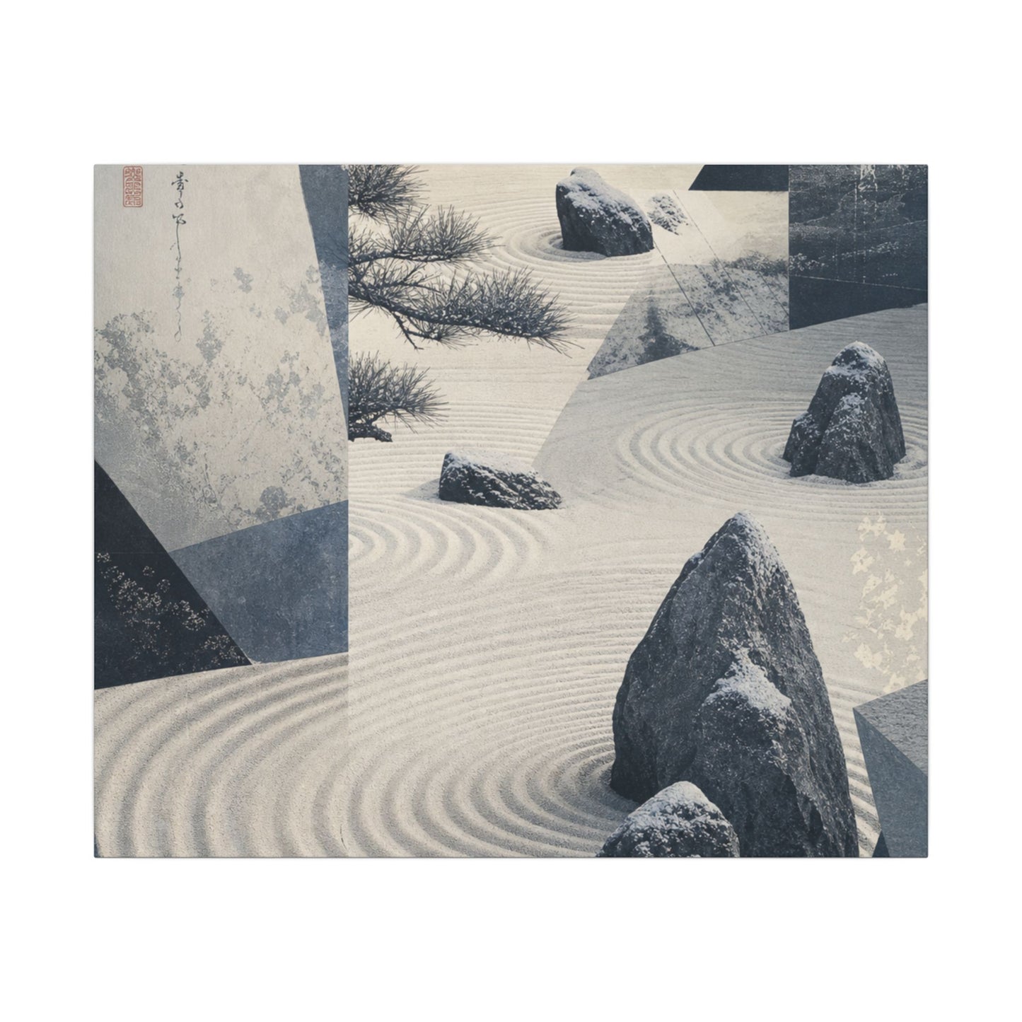 Seijaku Rock Garden Canvas Art - Zen Ukiyo E Inspired