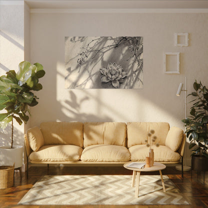 Winter Lotus Flower Sumi E Canvas Art | Contemplative Decor