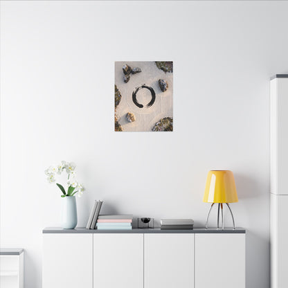 Rock Garden Canvas Art | Winter Zen Enso Art