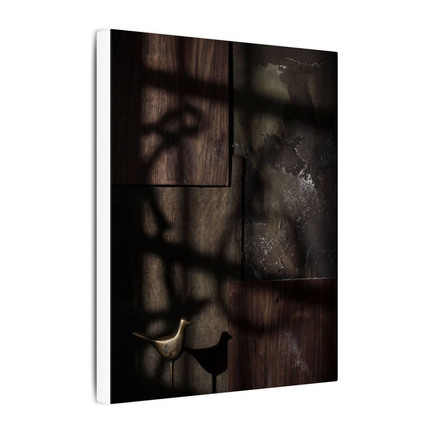 Dark Japandi Shadow Play in Candlelight | Dark Texture Canvas Art
