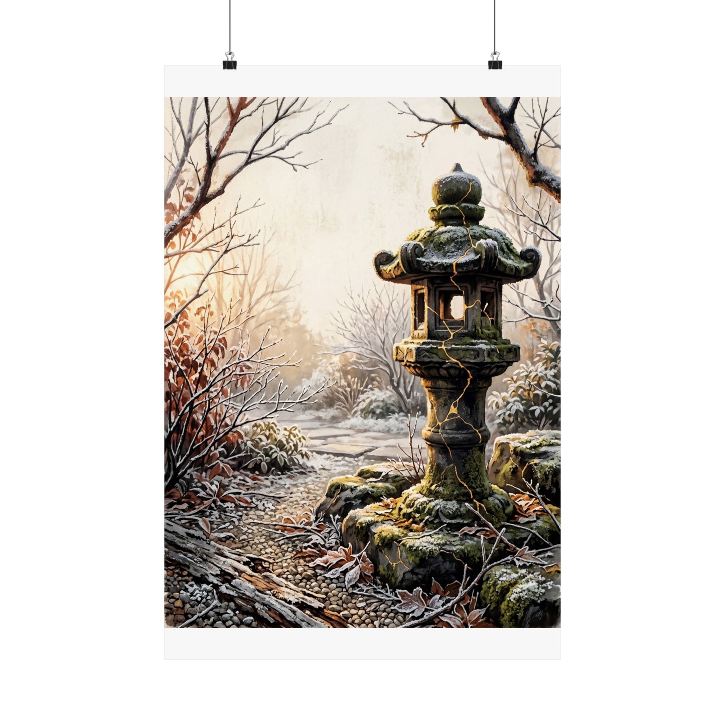 Healing Stone Lantern Wall Art Print - Broken Beauty Kintsugi