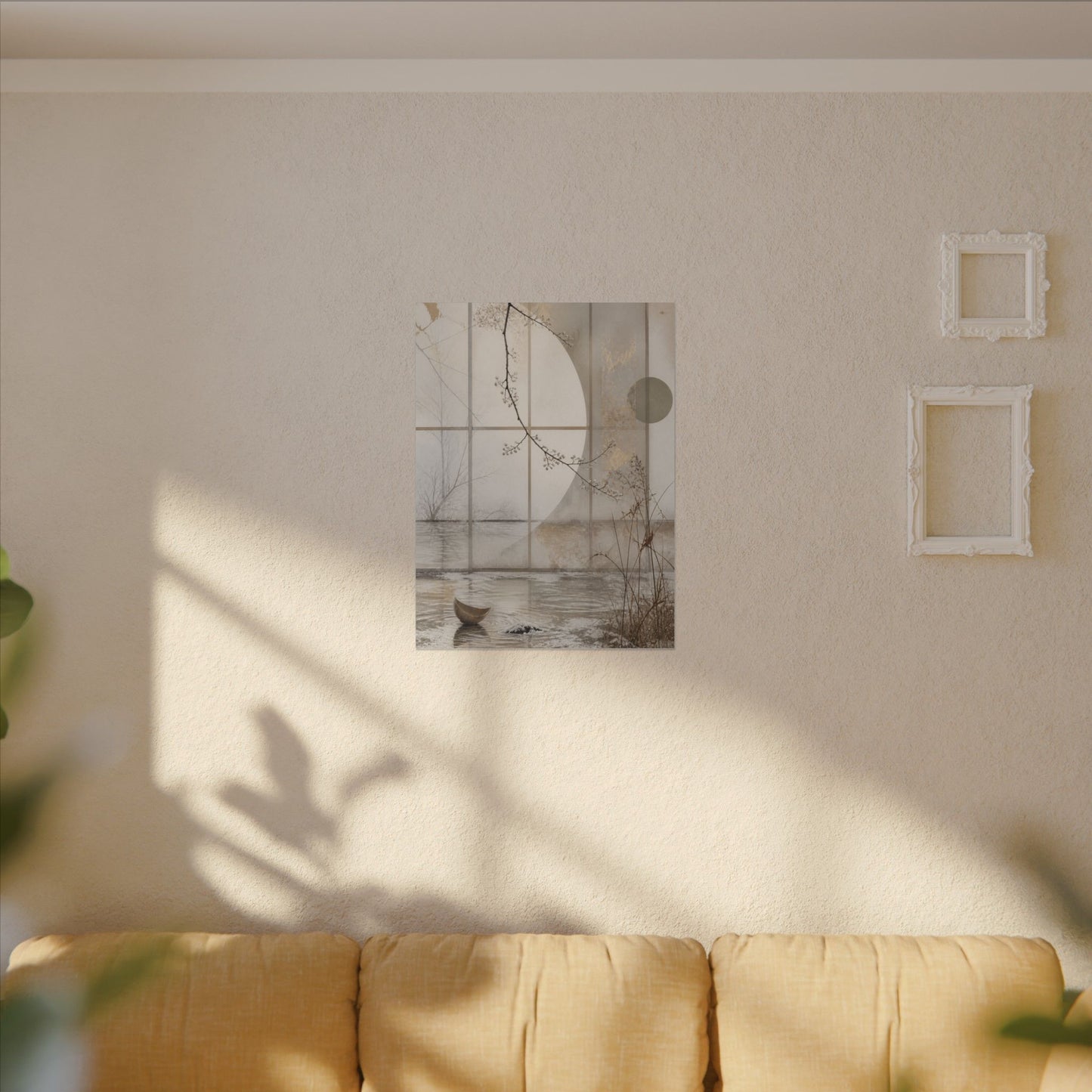 Winter Shoji Screen Japanese Pattern Canvas Art | Elegant Decor