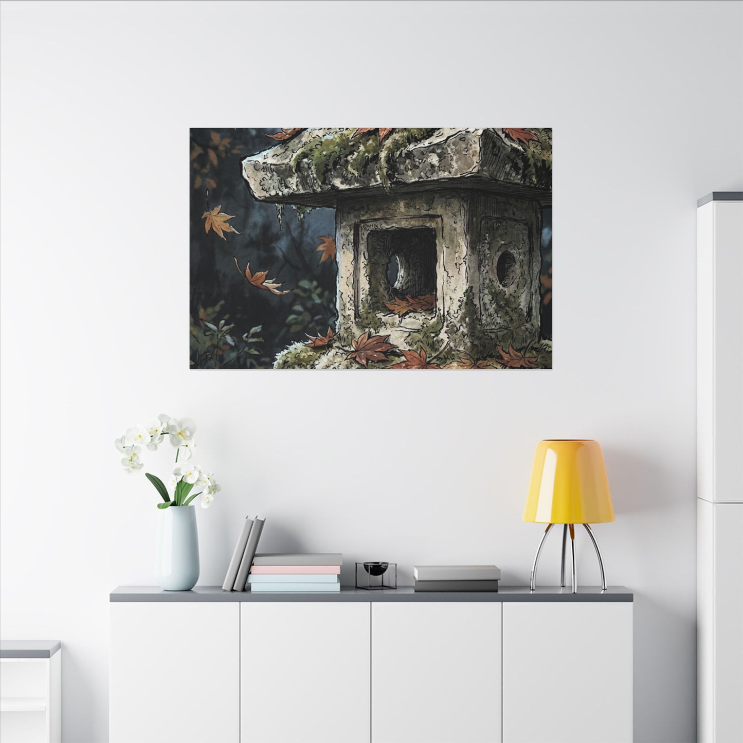 Shibui Stone Lantern Canvas Art - Japandi Minimal Line