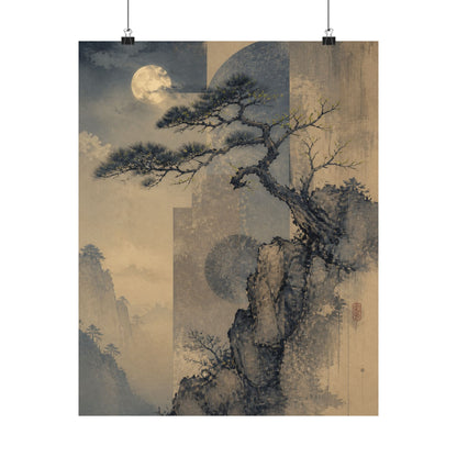 Ma Pine Tree Wall Art Print - Japandi Japanese Pattern