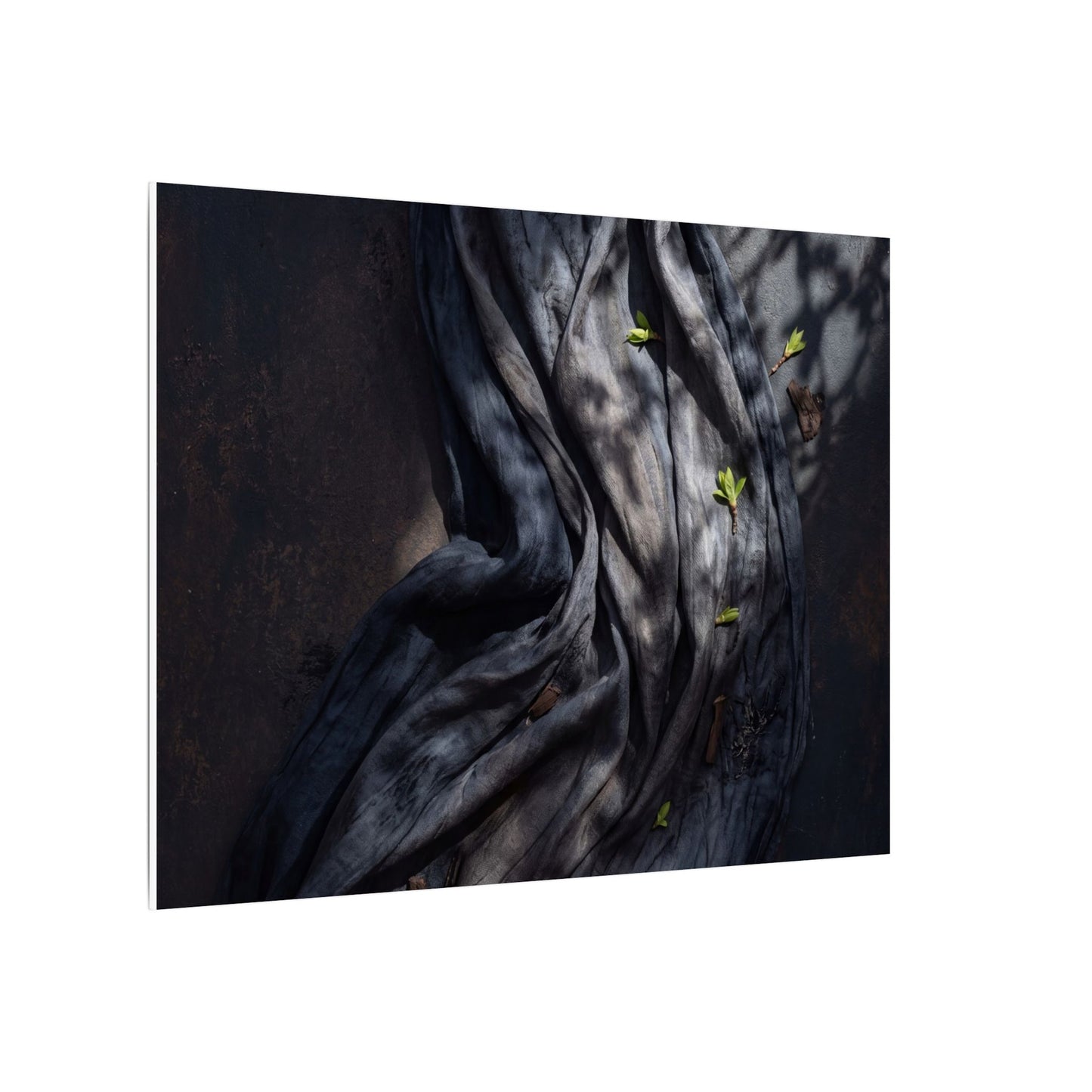 Seijaku Silk Drape Canvas Art - Dark Japandi Dark Texture