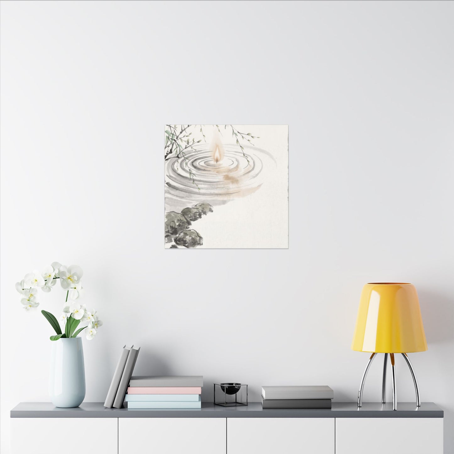 Water Ripple Sumi E Canvas Art | Tranquil Zen Art