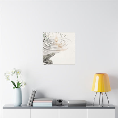 Water Ripple Sumi E Canvas Art | Tranquil Zen Art
