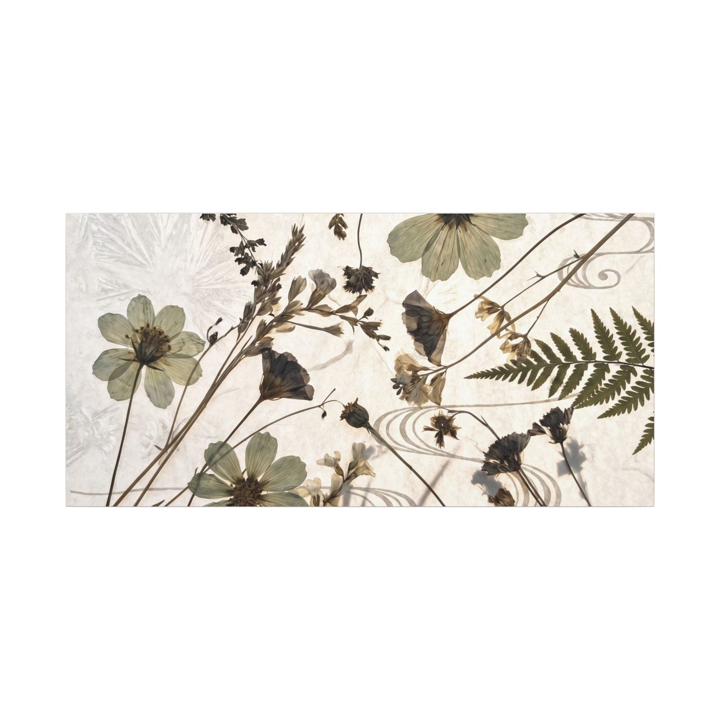 Japandi Dried Flowers in Golden Hour | Japanese Pattern Canvas Art
