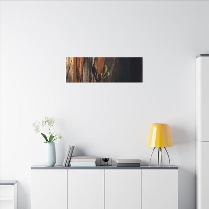 Rust Patina Charcoal Ink Canvas Art | Moody Dark Japandi Art