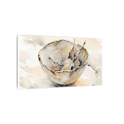 Ceramic Bowl Canvas Art | Winter Japandi Watercolor Art