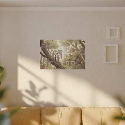 Summer Wisteria Mushroom Illustration Canvas Art | Enchanting Decor