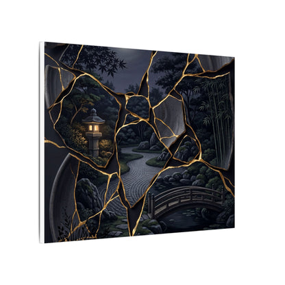 Kintsugi Moonlit Garden in Golden Hour | Gold Repair Canvas Art