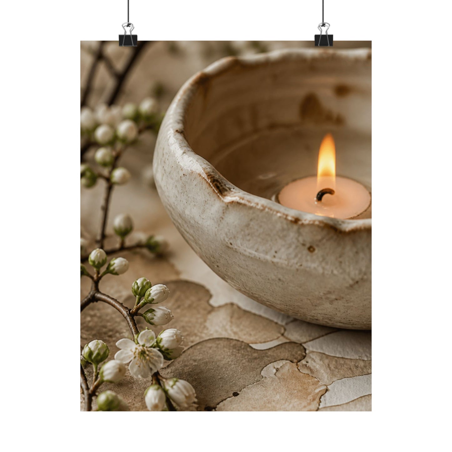 Kanso Ceramic Bowl Wall Art Print - Japandi Watercolor