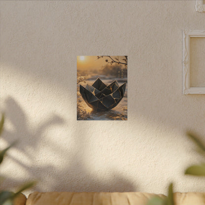 Kintsugi Paper Fold in Golden Hour | Gold Repair Canvas Art
