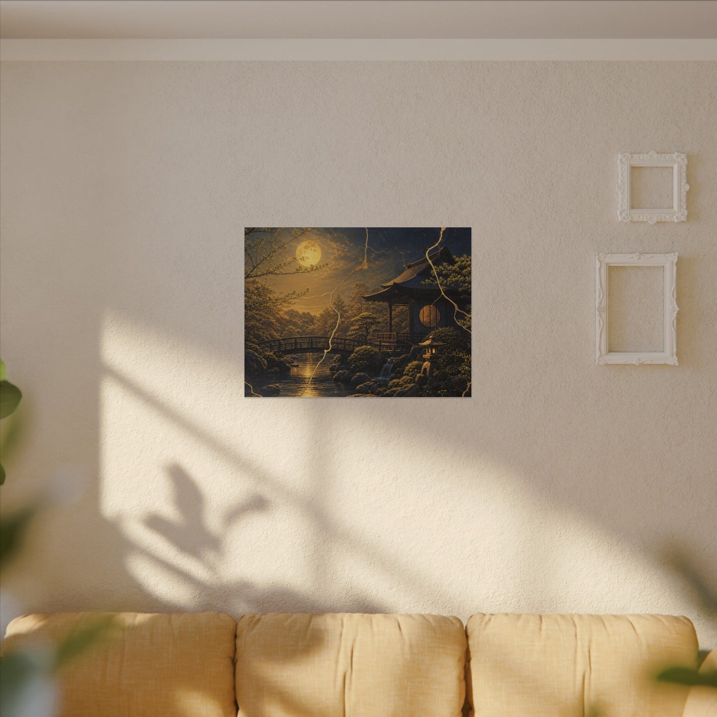 Spring Moonlit Garden Gold Vein Canvas Art | Resilient Decor