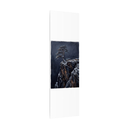Dark Japandi Pine Tree in Dawn | Dark Texture Canvas Art