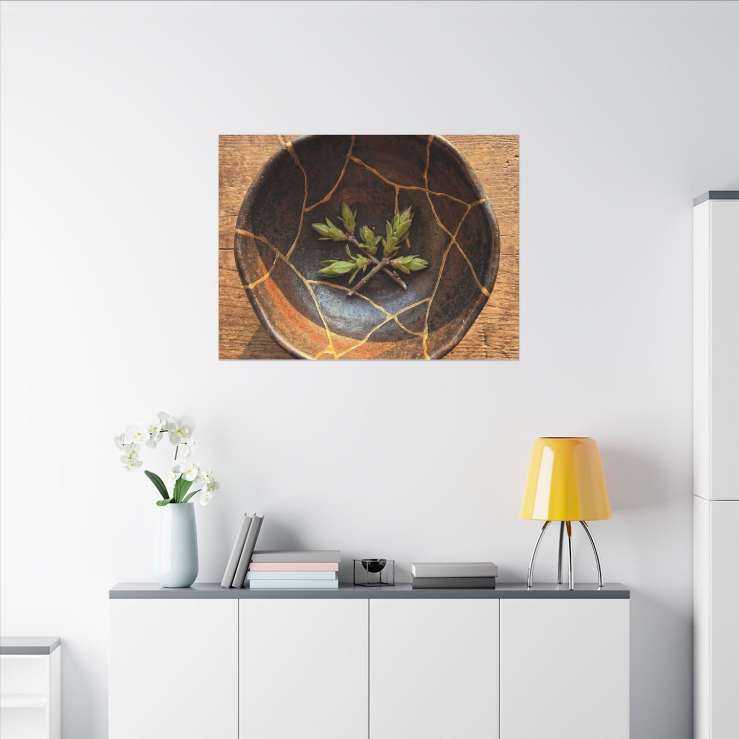 Ceramic Bowl Gold Repair Canvas Art | Resilient Kintsugi Art