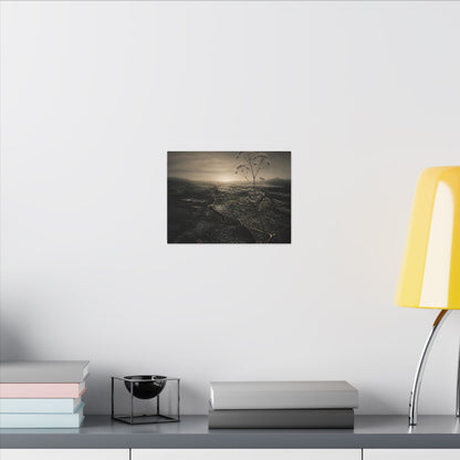 Dawn Cracked Earth Canvas Art - Dark Japandi Mono No Aware