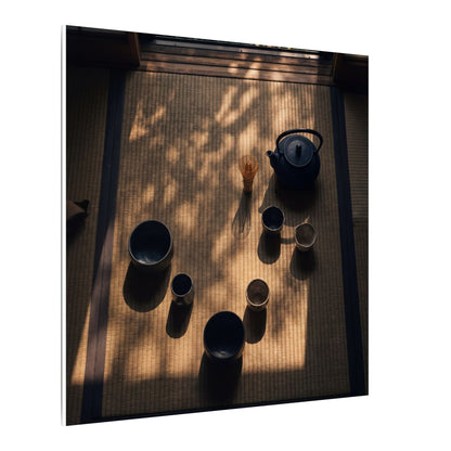 Shibui Tea Ceremony Canvas Art - Dark Japandi Shadow Zen