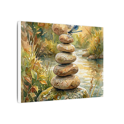 River Stones Summer Canvas Art | Japandi Cozy Design