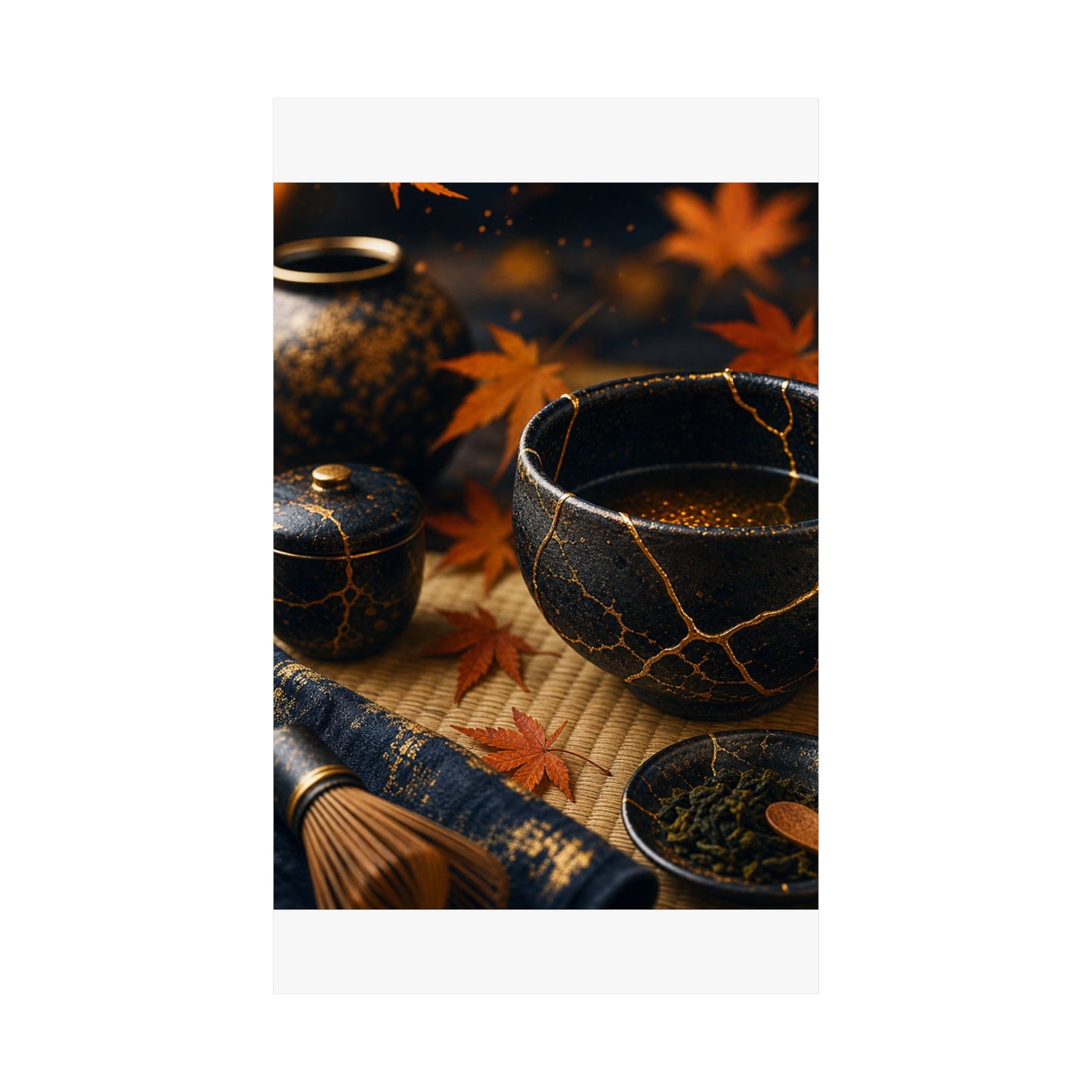 Tea Ceremony Gold Repair Wall Art Print | Healing Kintsugi Art