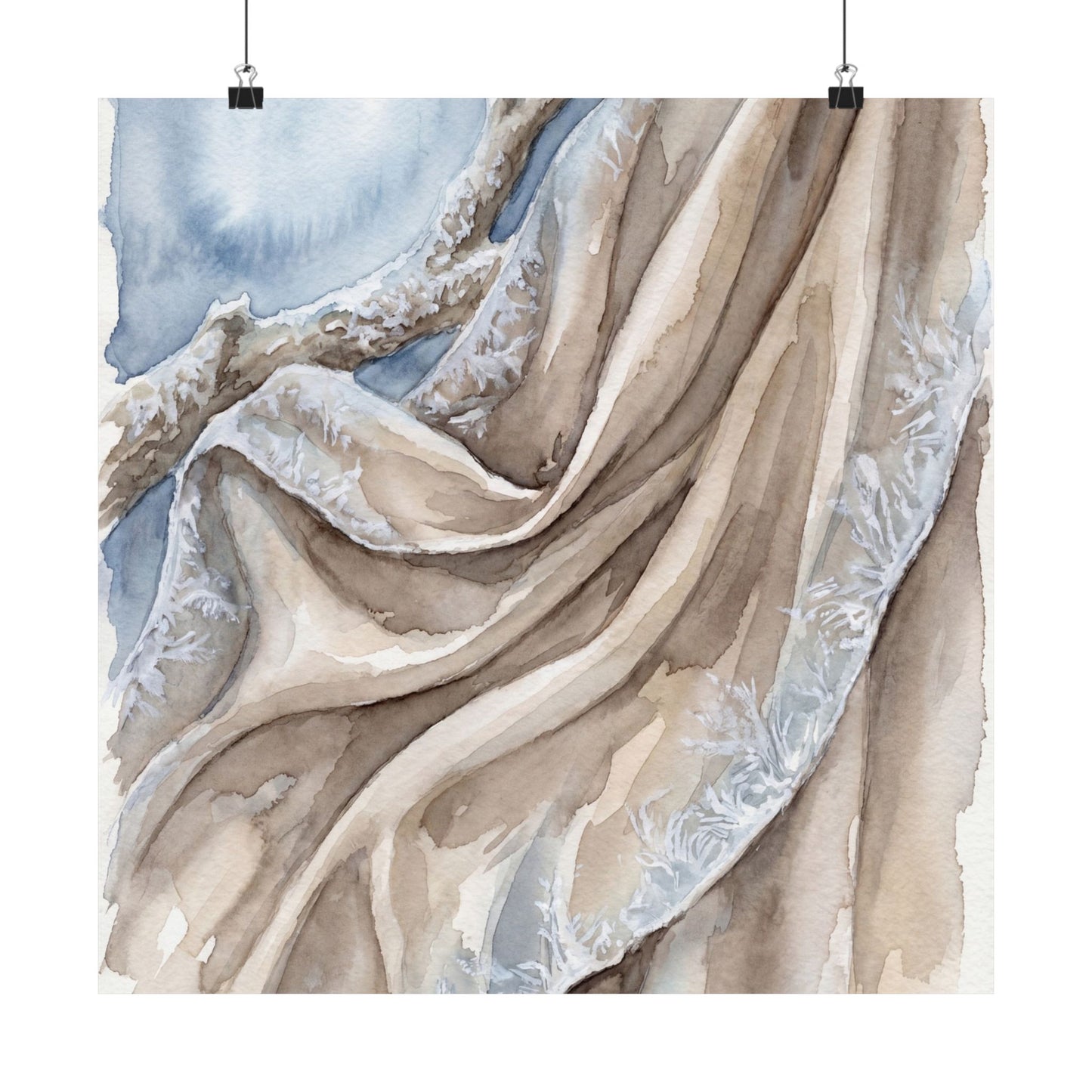 Silk Drape Wall Art Print | Winter Japandi Watercolor Art