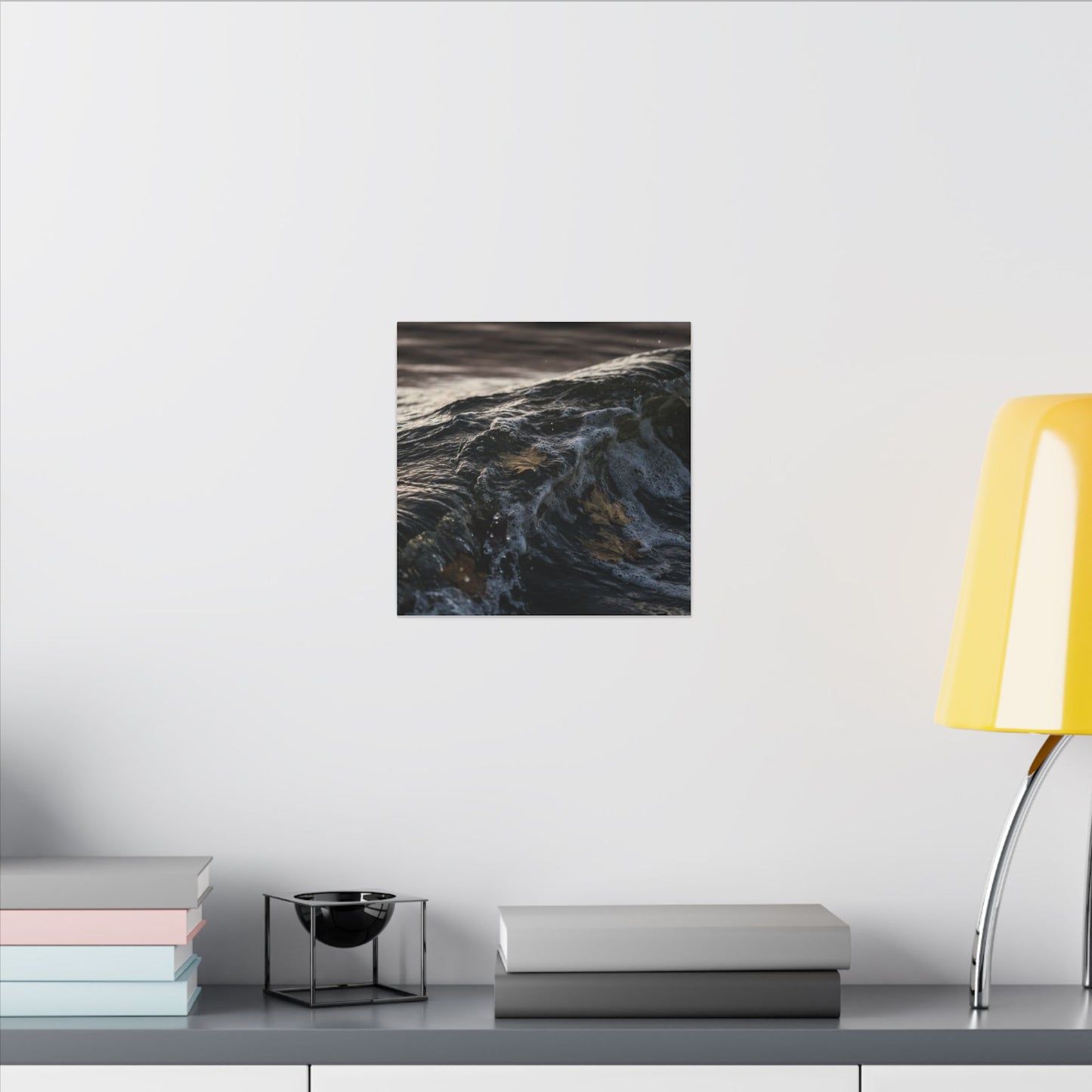 Dark Japandi Ocean Wave in Dawn | Moody Minimal Canvas Art