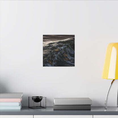 Dark Japandi Ocean Wave in Dawn | Moody Minimal Canvas Art