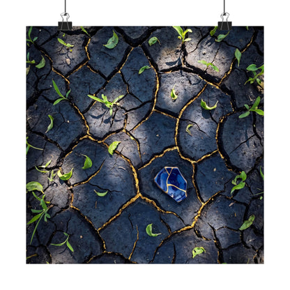 Cracked Earth Wall Art Print | Spring Dark Japandi Moody Minimal Art Art Print