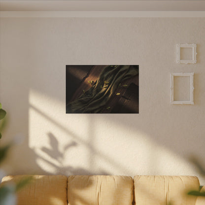 Silk Drape Canvas Art | Spring Dark Japandi Dark Texture Art
