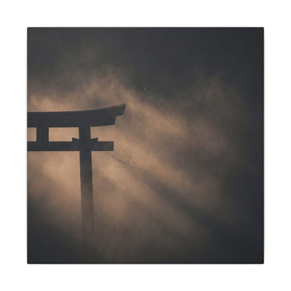 Torii Gate Shadow Zen Canvas Art | Bold Dark Japandi Art