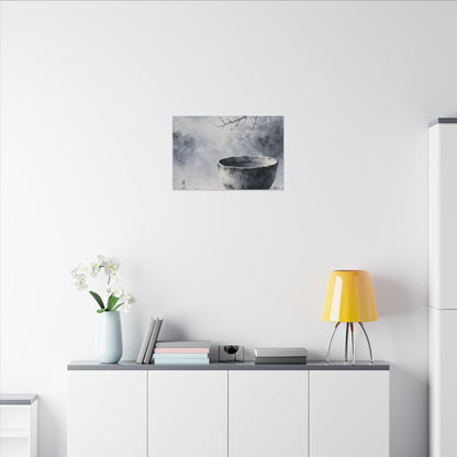 Seijaku Ceramic Bowl Canvas Art - Zen Sumi E