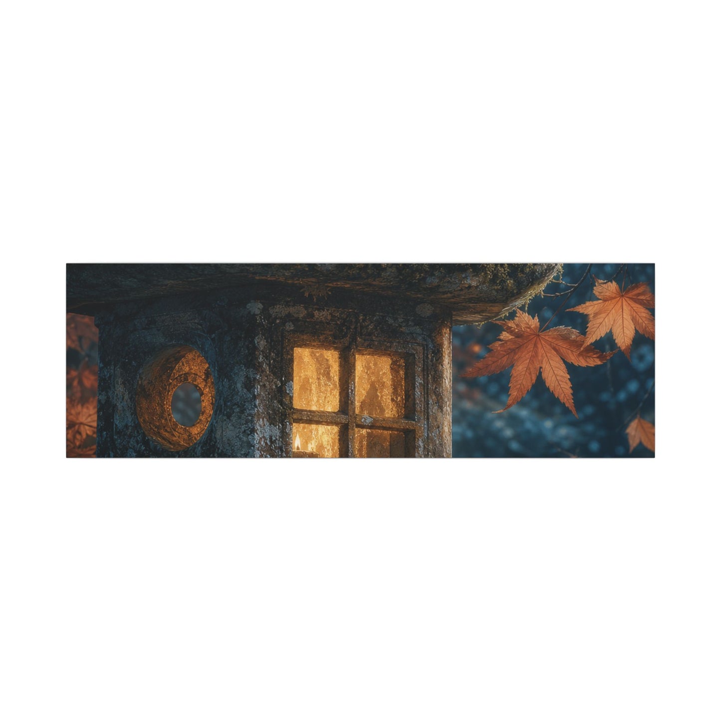 Autumn Stone Lantern Forest Whimsy Canvas Art | Earthy Decor