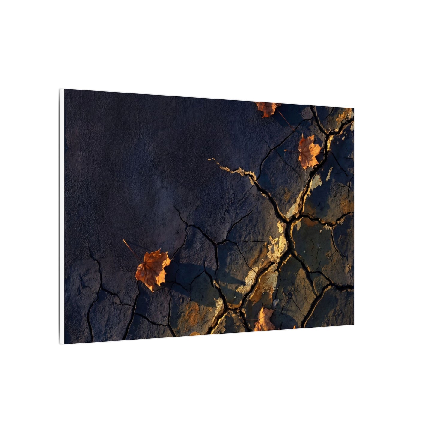 Cracked Earth Canvas Art | Autumn Dark Japandi Dark Texture Art