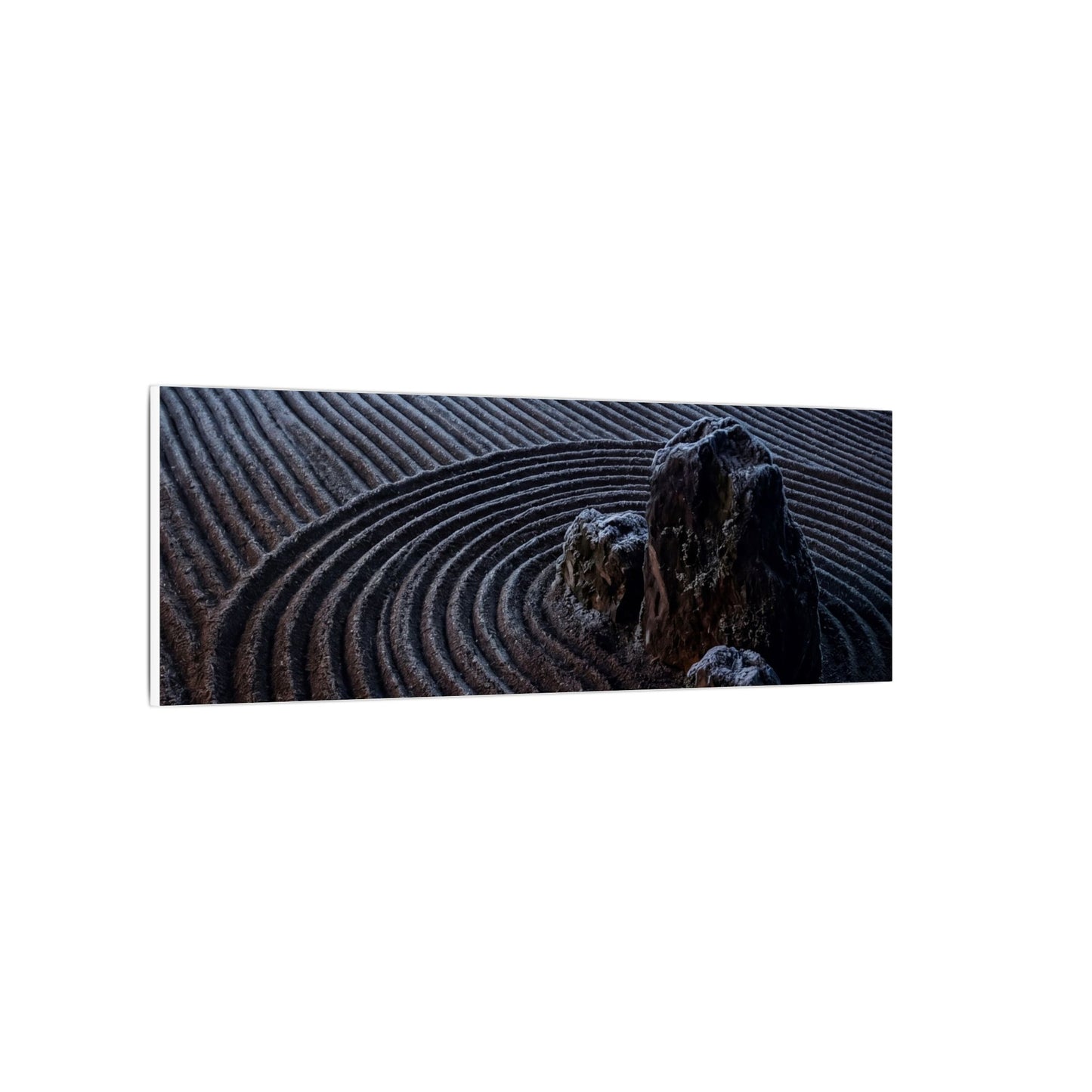 Moonlight Rock Garden Canvas Art - Dark Japandi Seijaku