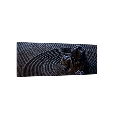 Moonlight Rock Garden Canvas Art - Dark Japandi Seijaku