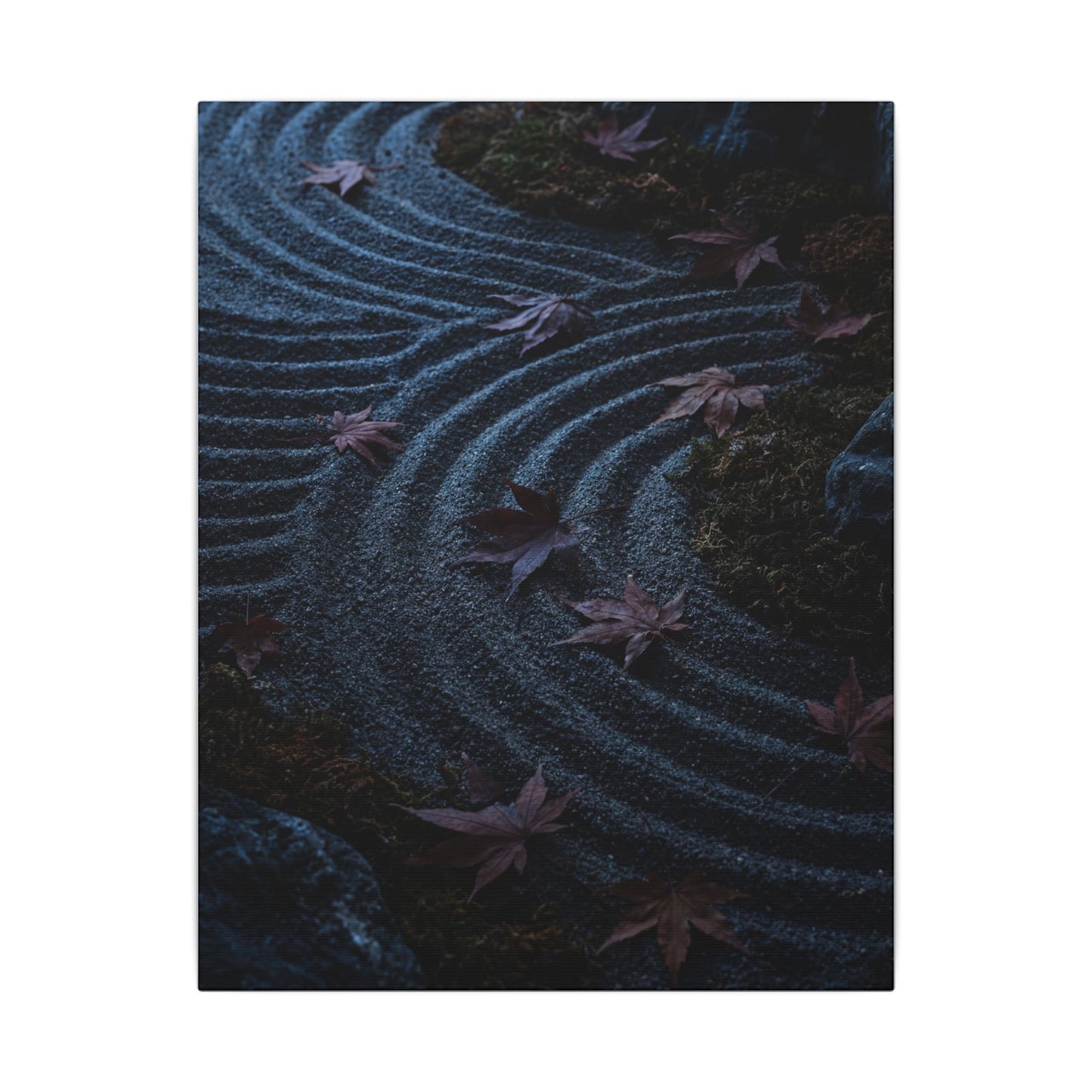 Rock Garden Canvas Art | Autumn Dark Japandi Dark Texture Art
