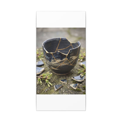 Datsuzoku Ceramic Bowl Canvas Art - Kintsugi Gold Repair