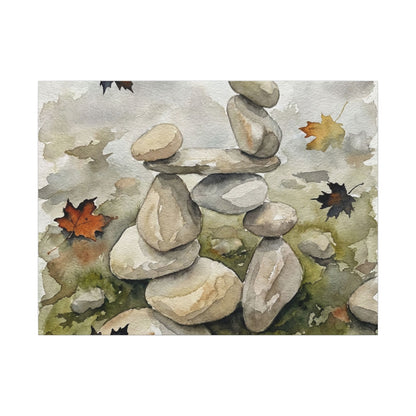 Overcast River Stones Canvas Art - Japandi Fukinsei