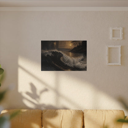 Ocean Wave Dark Texture Canvas Art | Bold Dark Japandi Art