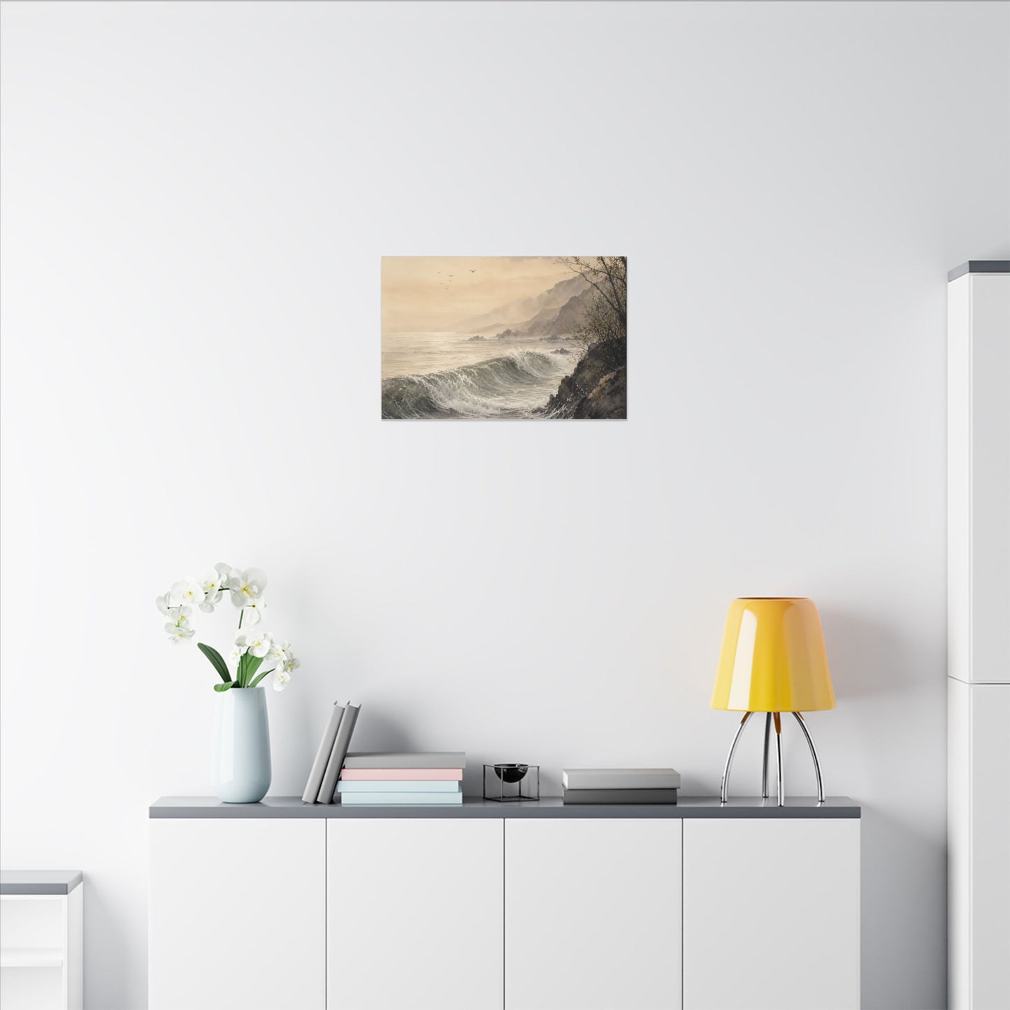 Ocean Wave Spring Canvas Art | Japandi Elegant Design