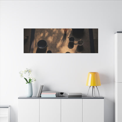 Shibui Tea Ceremony Canvas Art - Dark Japandi Shadow Zen