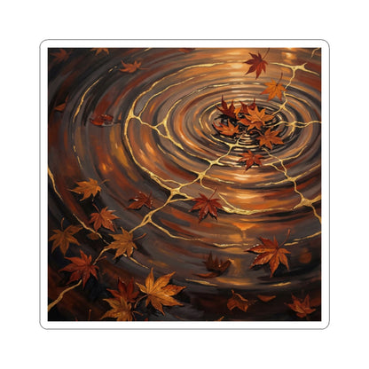 Water Ripple Autumn Sticker | Kintsugi Artful Design Art Print