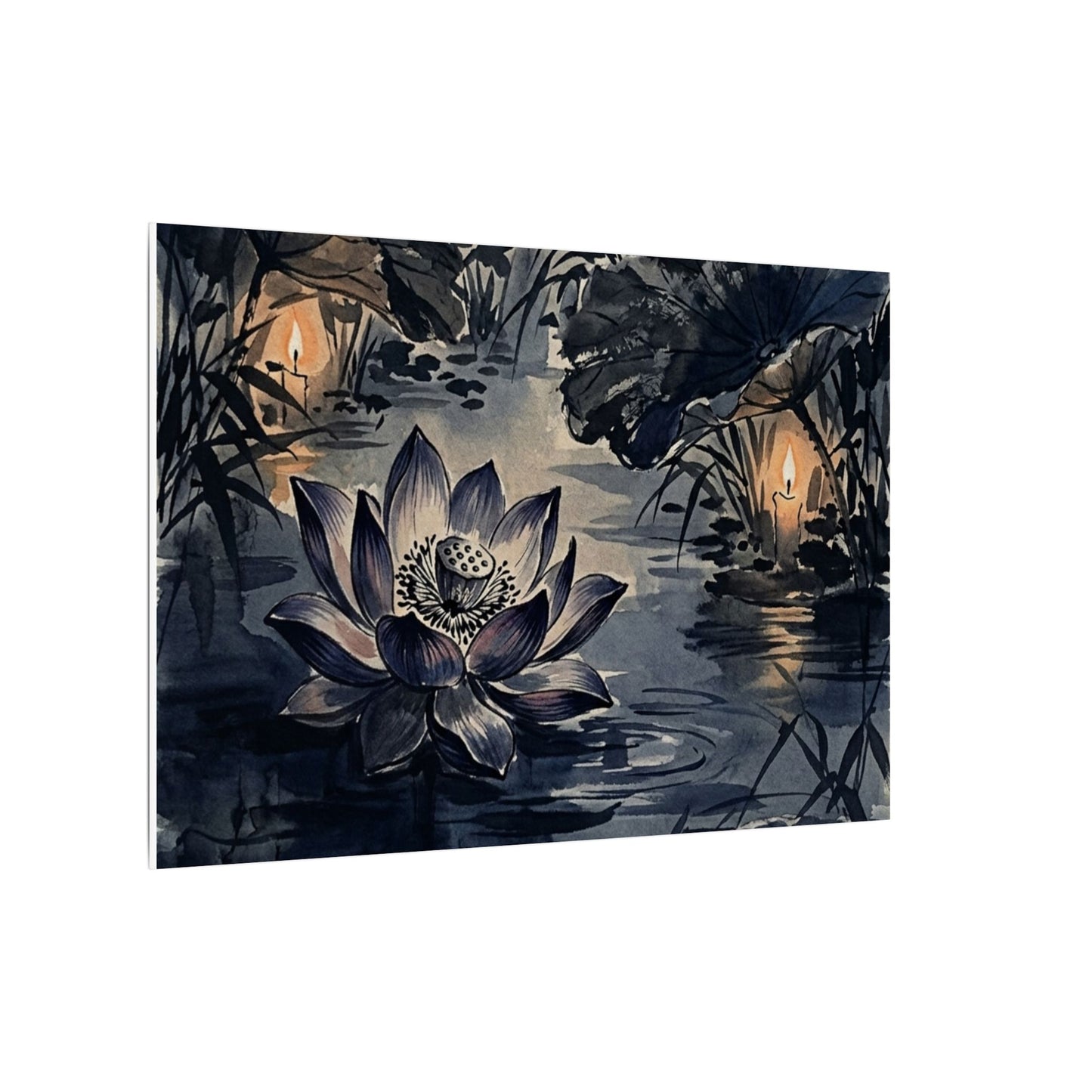 Fukinsei Lotus Flower Canvas Art - Zen Sumi E