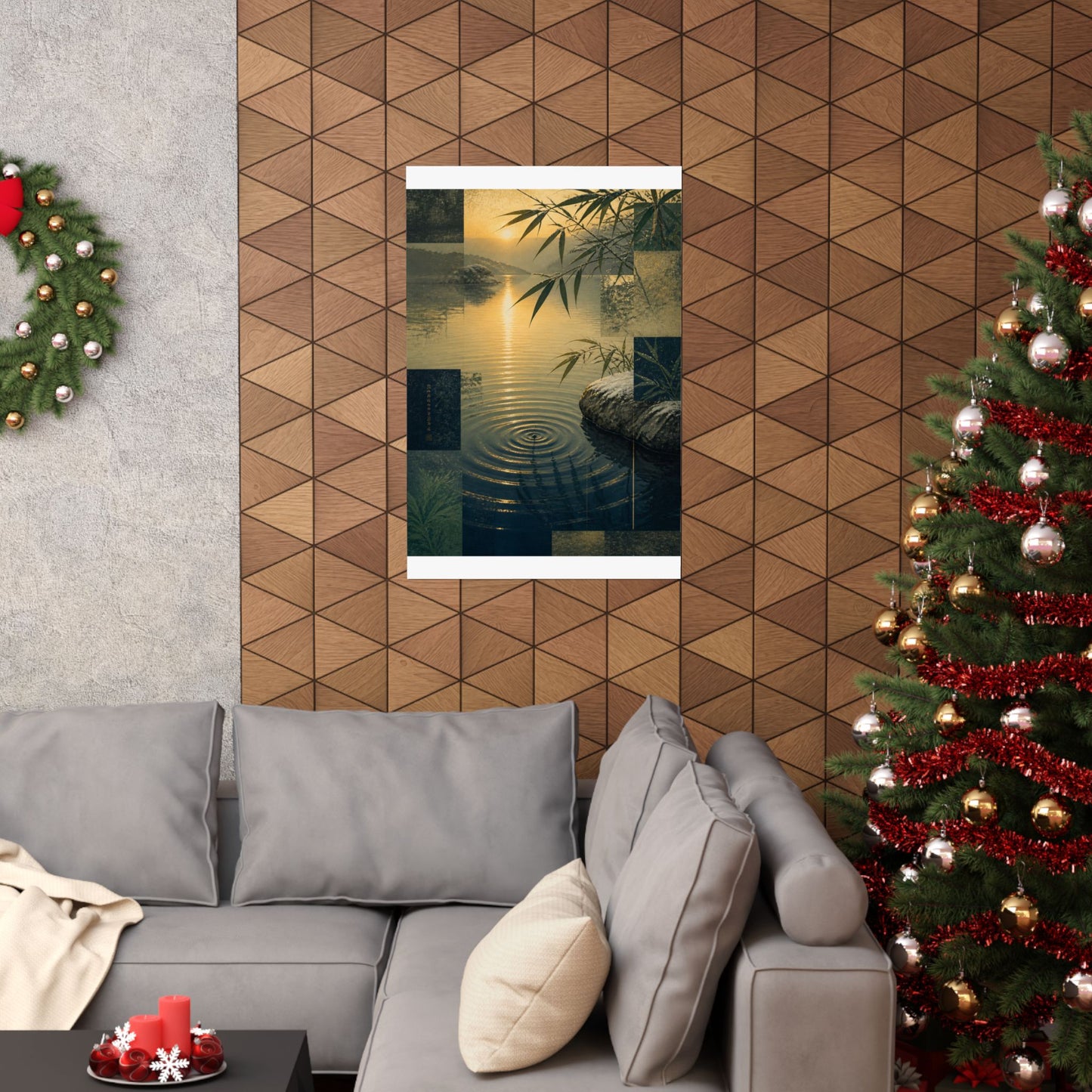 Winter Water Ripple Ukiyo E Inspired Wall Art Print | Tranquil Decor