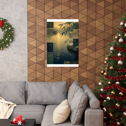 Winter Water Ripple Ukiyo E Inspired Wall Art Print | Tranquil Decor