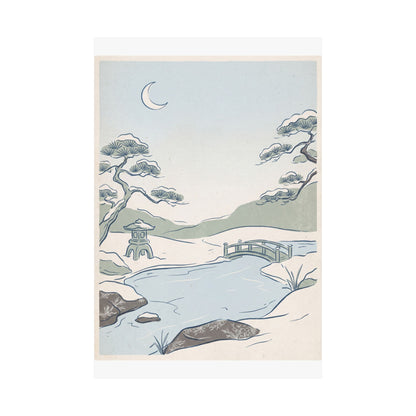 Moonlit Garden Minimal Line Wall Art Print | Neutral Japandi Art